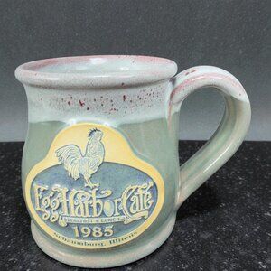 Deneen Pottery Hand Made Stoneware Coffee Mug Cup Green Egg Harbor Cafe Illinois